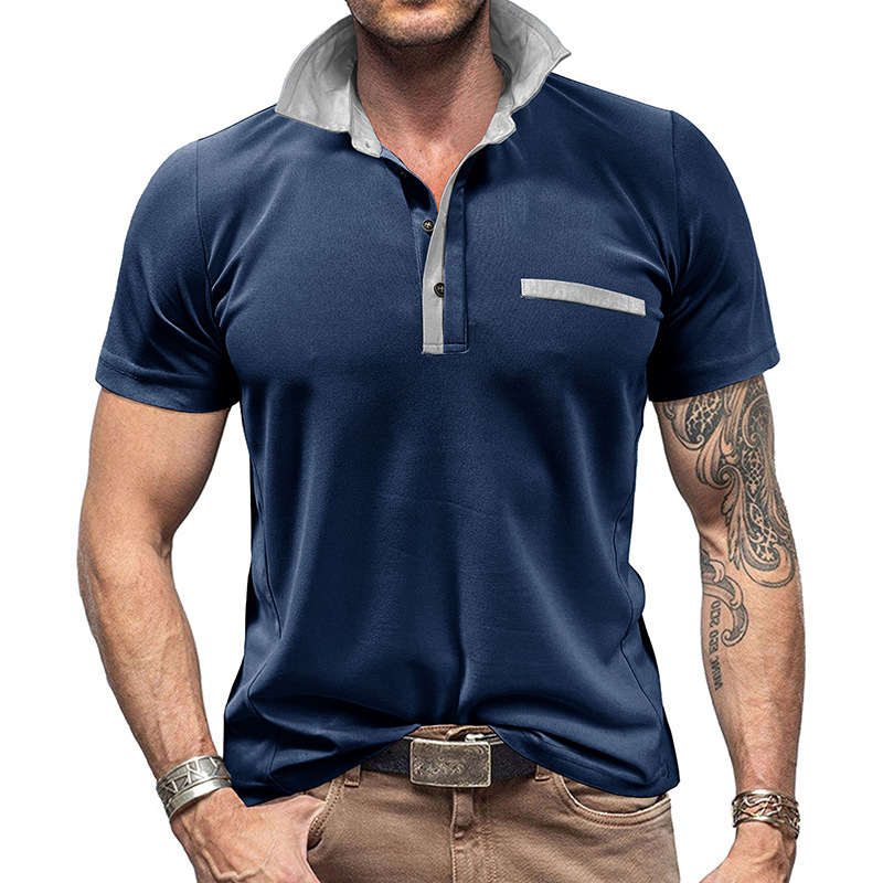 Color-Block Lapel Short Sleeve - Polo Shirt Pique review and price